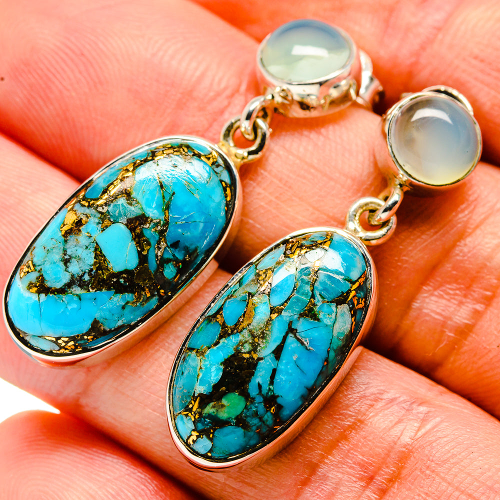 Blue Copper Composite Turquoise Earrings handcrafted by Ana Silver Co - EARR414613