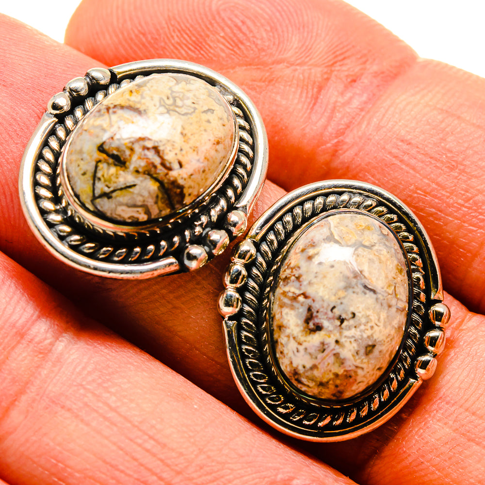 Laguna Lace Agate Earrings handcrafted by Ana Silver Co - EARR414616