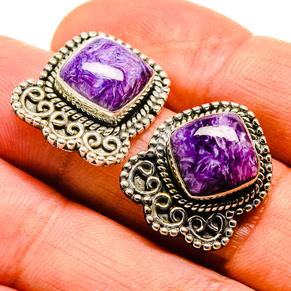 Charoite Earrings handcrafted by Ana Silver Co - EARR414621