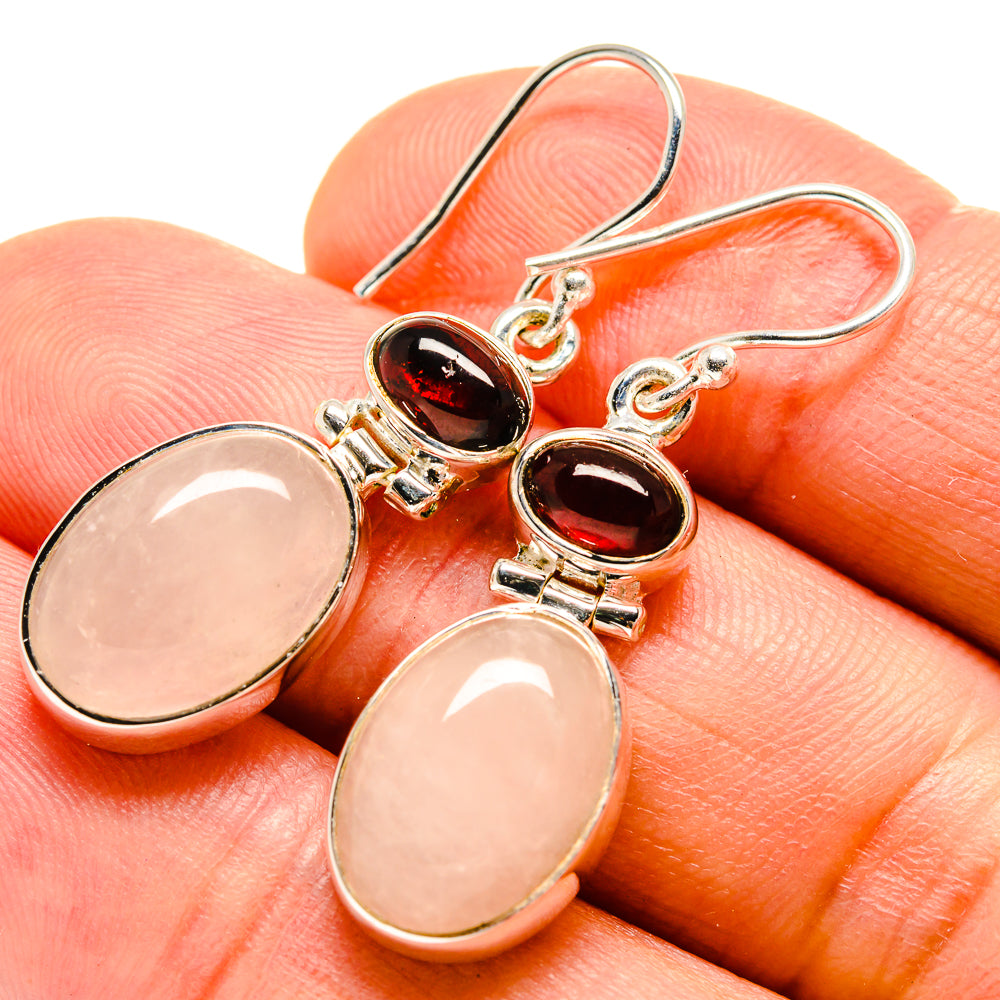 Rose Quartz Earrings handcrafted by Ana Silver Co - EARR414626
