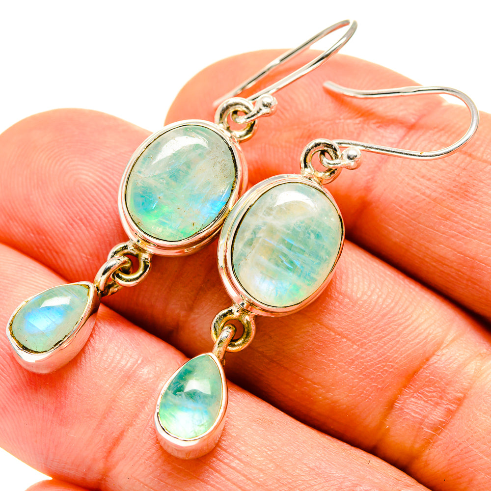 Green Moonstone Earrings handcrafted by Ana Silver Co - EARR414647