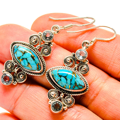 Blue Copper Composite Turquoise Earrings handcrafted by Ana Silver Co - EARR414651