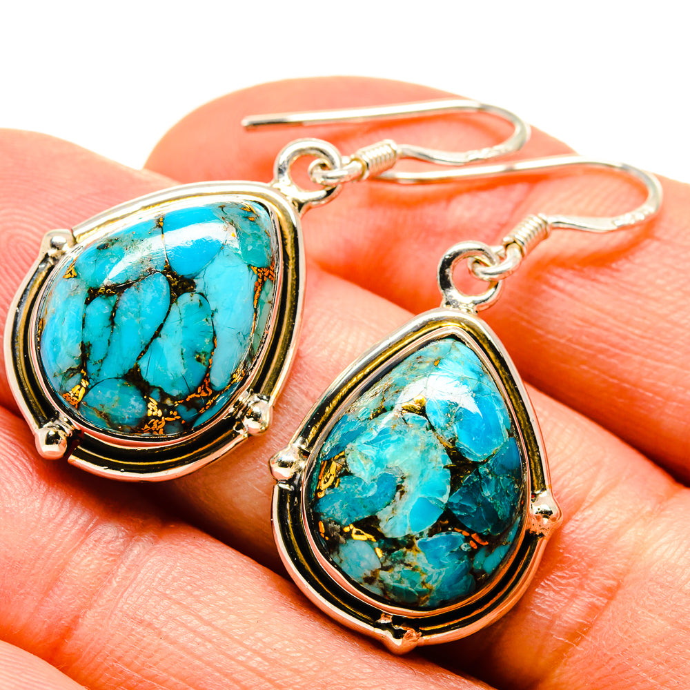 Blue Copper Composite Turquoise Earrings handcrafted by Ana Silver Co - EARR414655