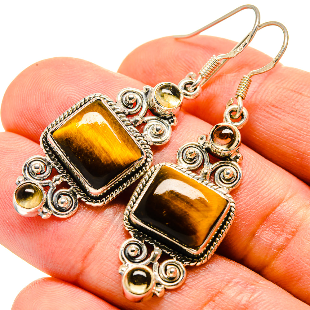 Tiger Eye Earrings handcrafted by Ana Silver Co - EARR414656