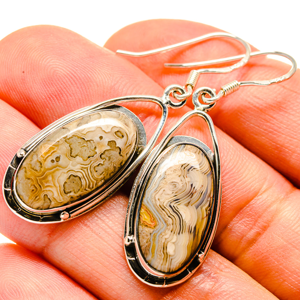 Laguna Lace Agate Earrings handcrafted by Ana Silver Co - EARR414657