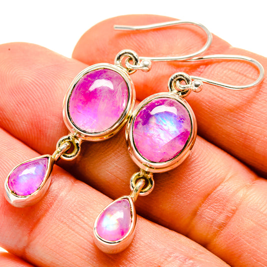 Pink Moonstone Earrings handcrafted by Ana Silver Co - EARR414659