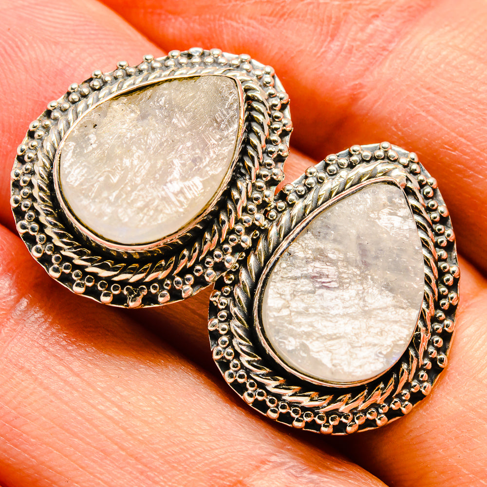 Rainbow Moonstone Earrings handcrafted by Ana Silver Co - EARR414667