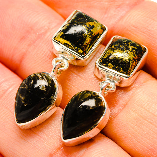Golden Seraphinite Earrings handcrafted by Ana Silver Co - EARR414672