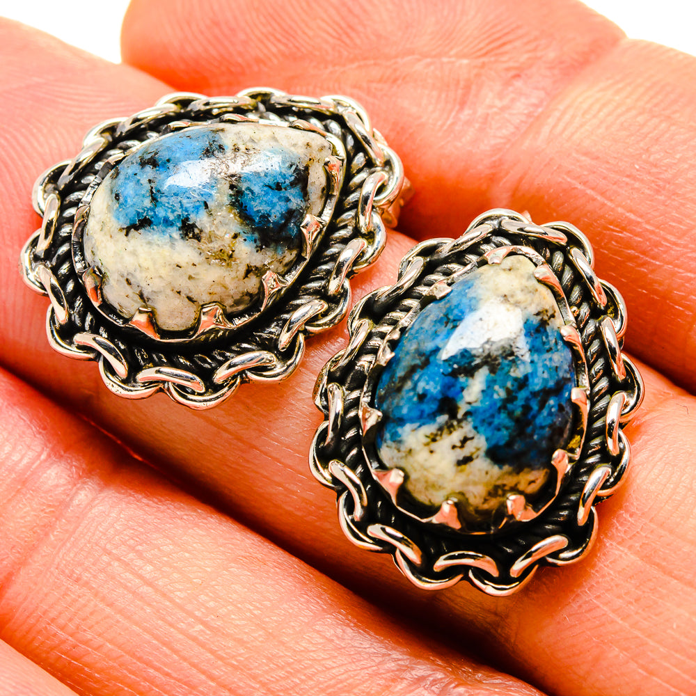 K2 Blue Azurite Earrings handcrafted by Ana Silver Co - EARR414673