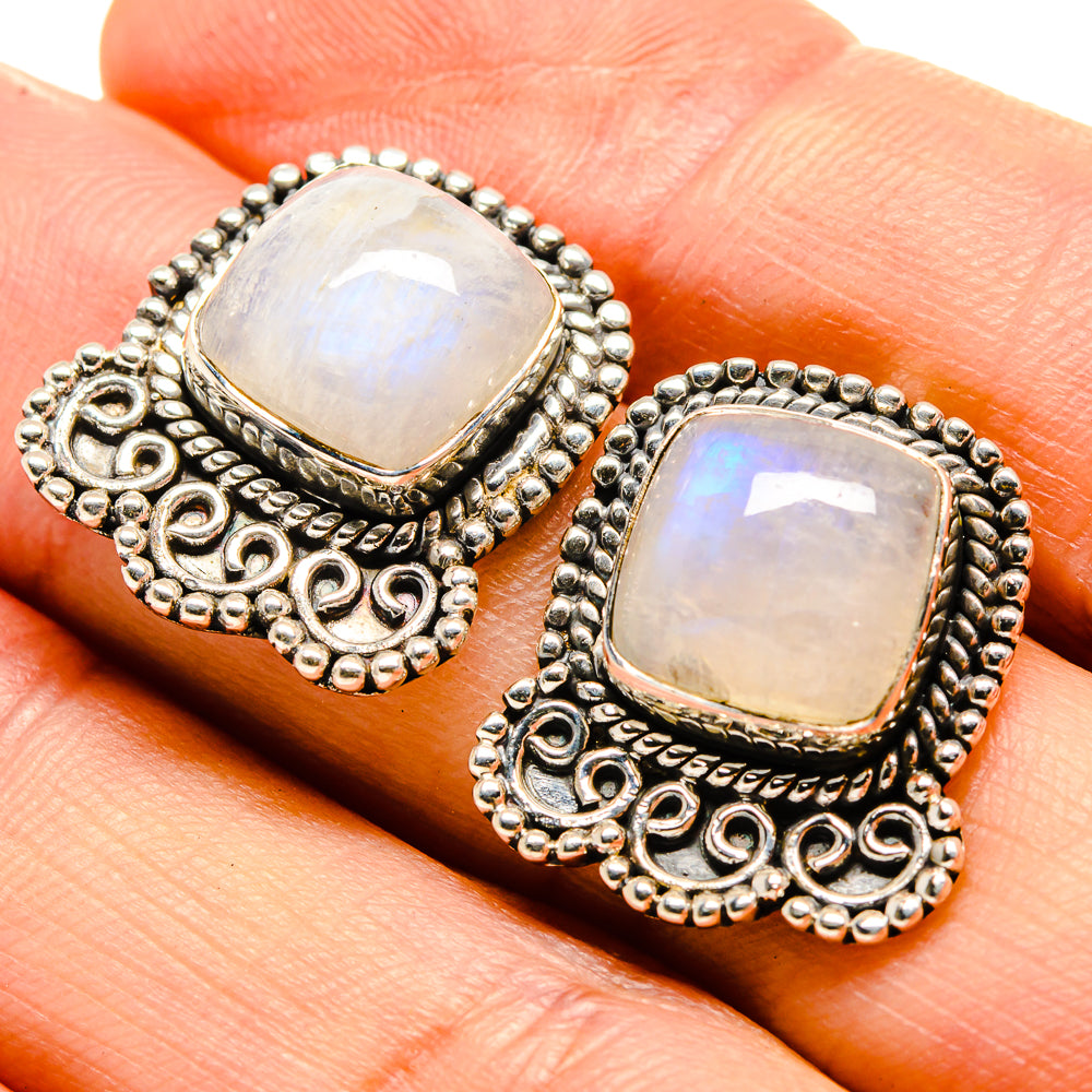 Rainbow Moonstone Earrings handcrafted by Ana Silver Co - EARR414688