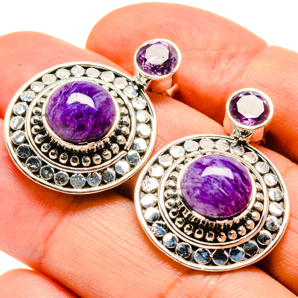 Charoite Earrings handcrafted by Ana Silver Co - EARR414692