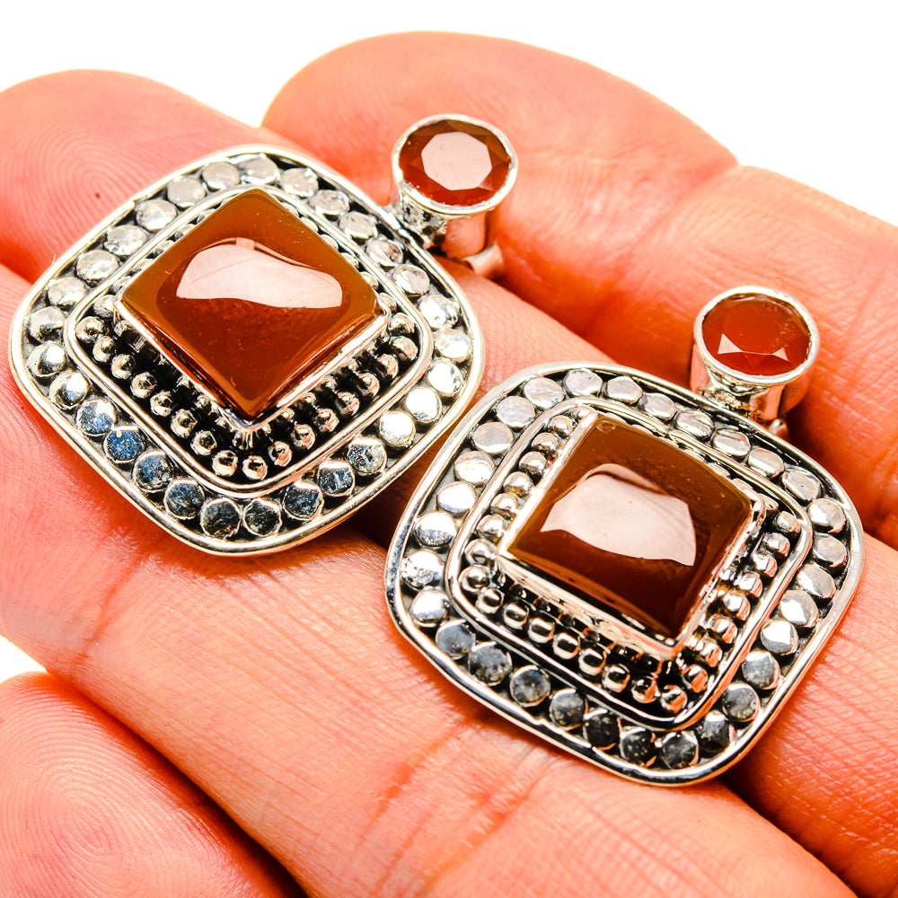 Red Onyx Earrings handcrafted by Ana Silver Co - EARR414695