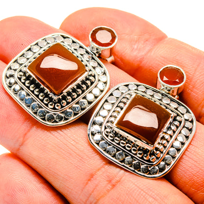 Red Onyx Earrings handcrafted by Ana Silver Co - EARR414695