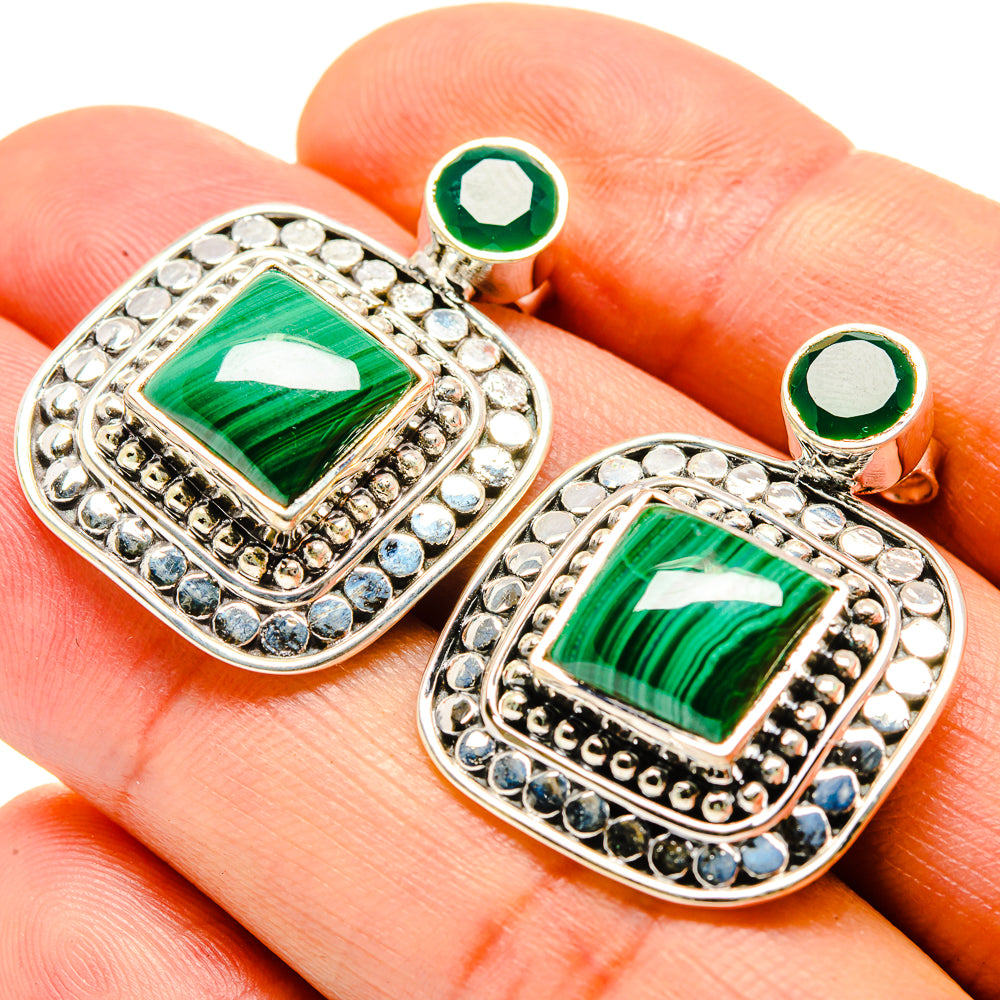 Malachite Earrings handcrafted by Ana Silver Co - EARR414696