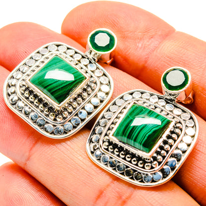 Malachite Earrings handcrafted by Ana Silver Co - EARR414696