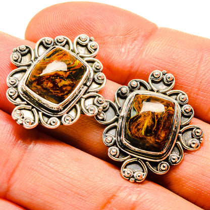 Golden Pietersite Earrings handcrafted by Ana Silver Co - EARR414698