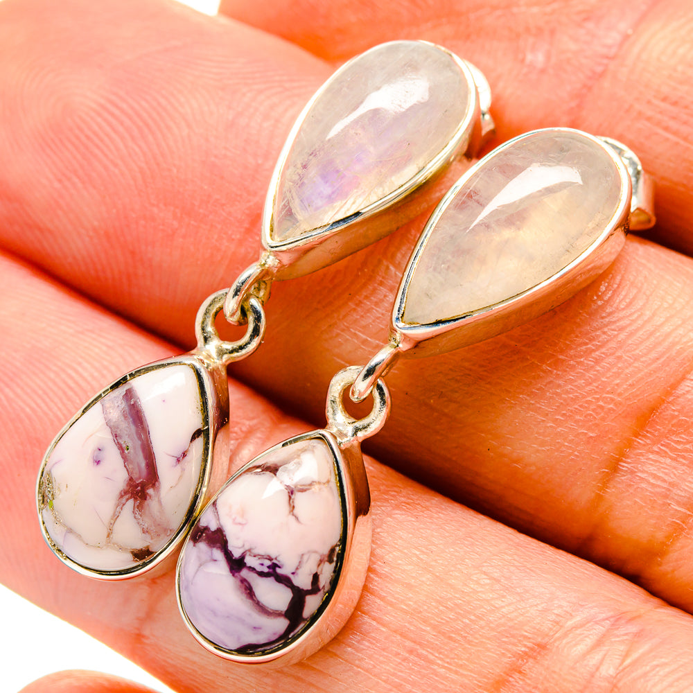 Rainbow Moonstone Earrings handcrafted by Ana Silver Co - EARR414702