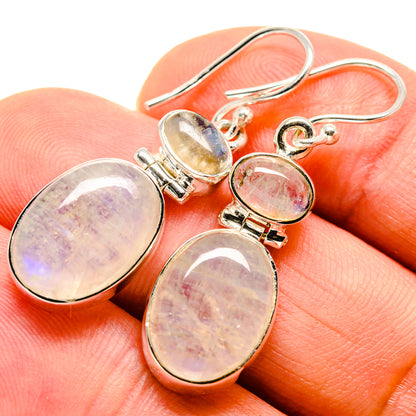 Rainbow Moonstone Earrings handcrafted by Ana Silver Co - EARR414711