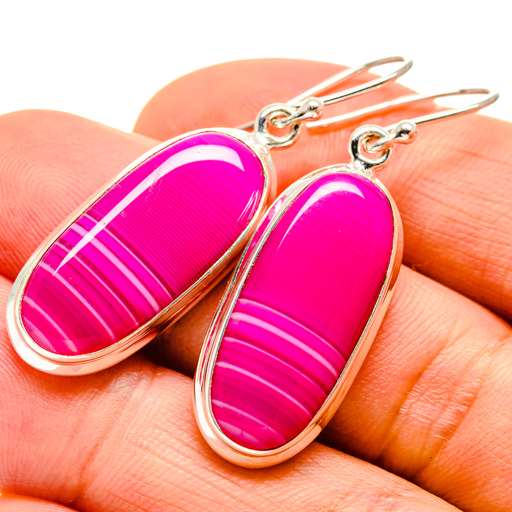 Pink Botswana Agate Earrings handcrafted by Ana Silver Co - EARR414718