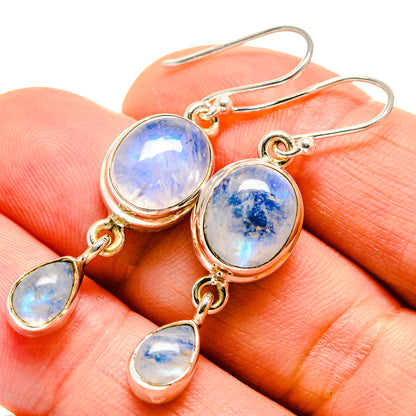 Rainbow Moonstone Earrings handcrafted by Ana Silver Co - EARR414723