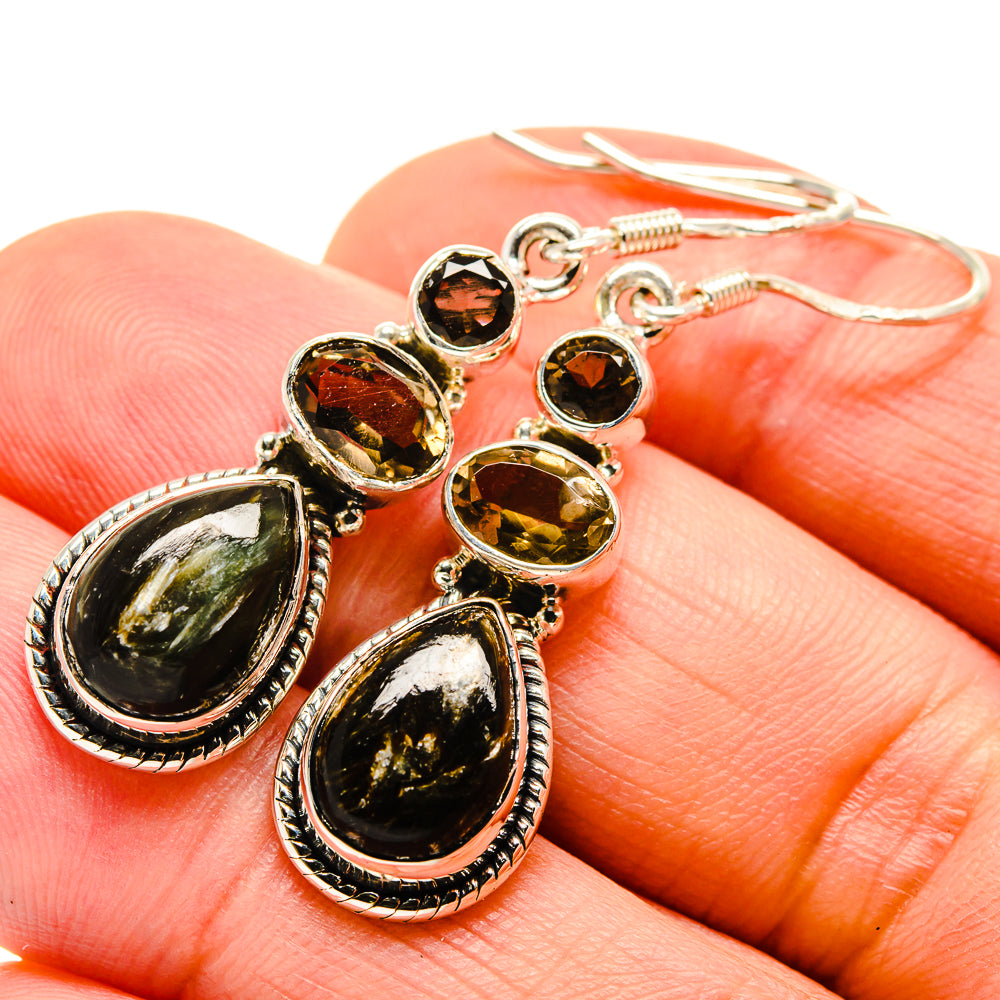 Golden Seraphinite Earrings handcrafted by Ana Silver Co - EARR414730