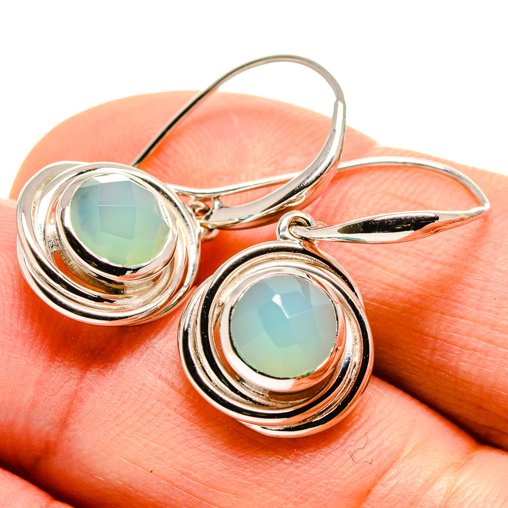 Aqua Chalcedony Earrings handcrafted by Ana Silver Co - EARR414732