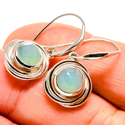 Aqua Chalcedony Earrings handcrafted by Ana Silver Co - EARR414732