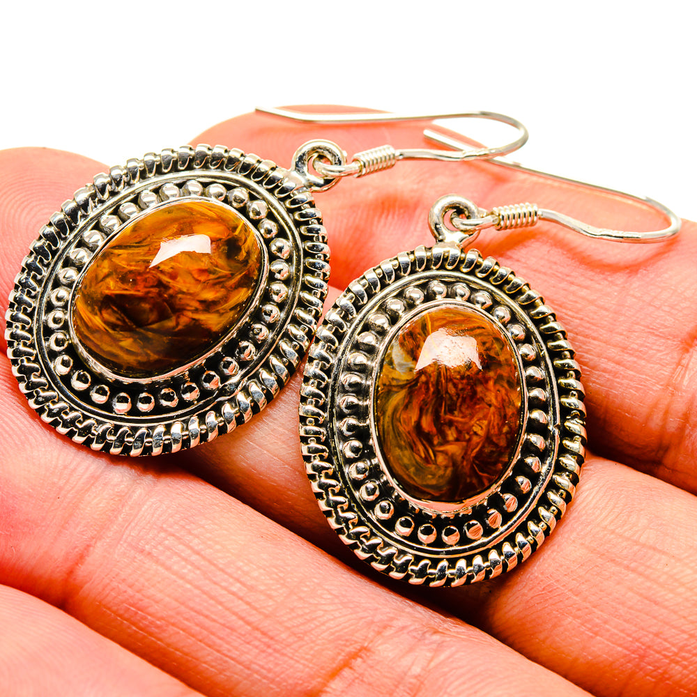 Golden Pietersite Earrings handcrafted by Ana Silver Co - EARR414734