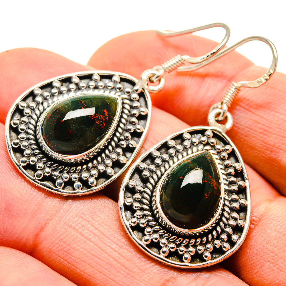 Bloodstone Earrings handcrafted by Ana Silver Co - EARR414737