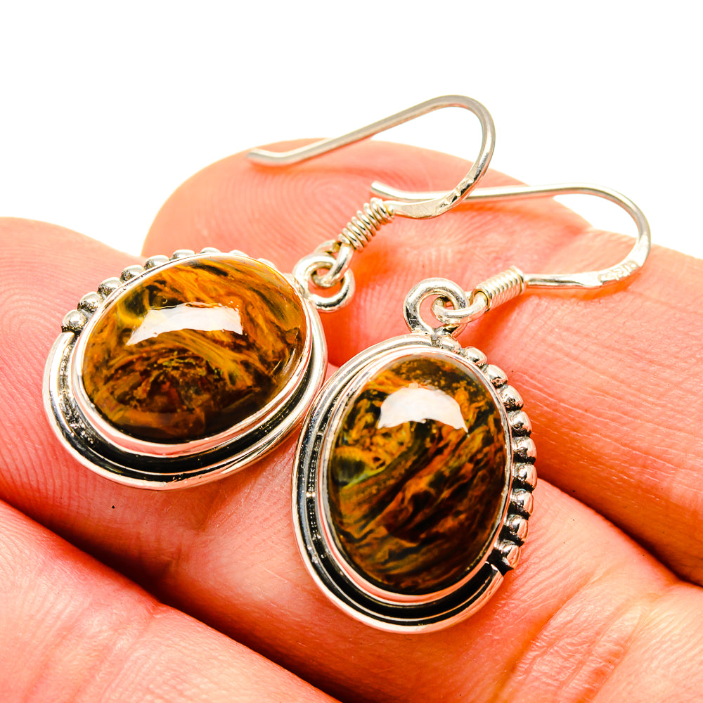 Golden Pietersite Earrings handcrafted by Ana Silver Co - EARR414746