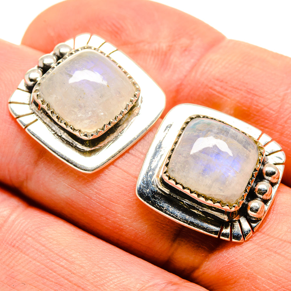 Rainbow Moonstone Earrings handcrafted by Ana Silver Co - EARR414759