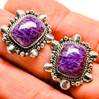 Charoite Earrings handcrafted by Ana Silver Co - EARR414763