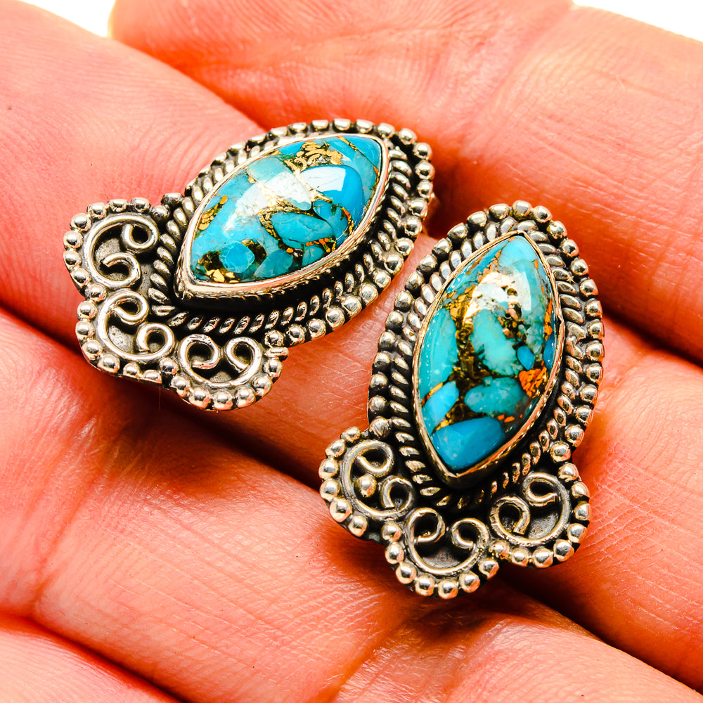 Blue Copper Composite Turquoise Earrings handcrafted by Ana Silver Co - EARR414767