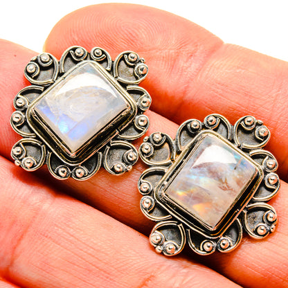 Rainbow Moonstone Earrings handcrafted by Ana Silver Co - EARR414773