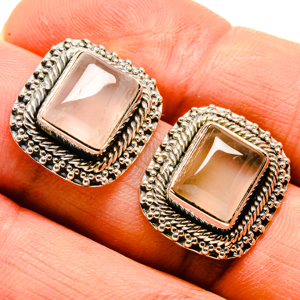 Rose Quartz Earrings handcrafted by Ana Silver Co - EARR414775