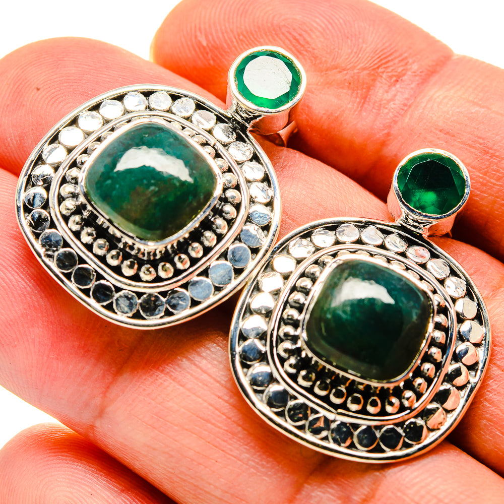 Green Moss Agate Earrings handcrafted by Ana Silver Co - EARR414776