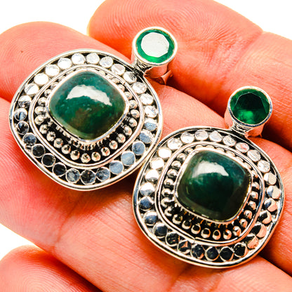 Green Moss Agate Earrings handcrafted by Ana Silver Co - EARR414776