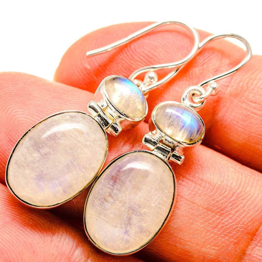 Rainbow Moonstone Earrings handcrafted by Ana Silver Co - EARR414785