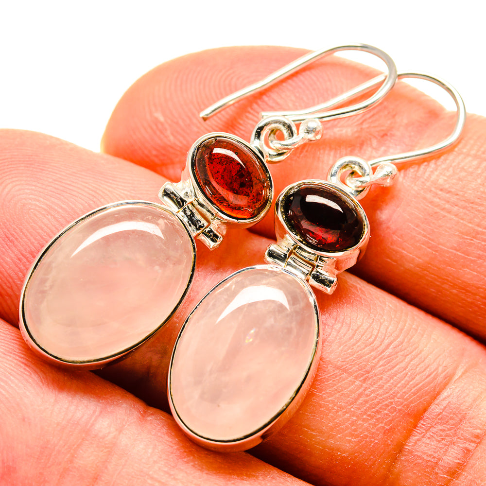 Rose Quartz Earrings handcrafted by Ana Silver Co - EARR414801