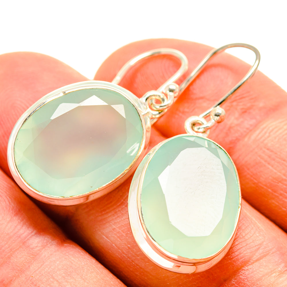 Aqua Chalcedony Earrings handcrafted by Ana Silver Co - EARR414803