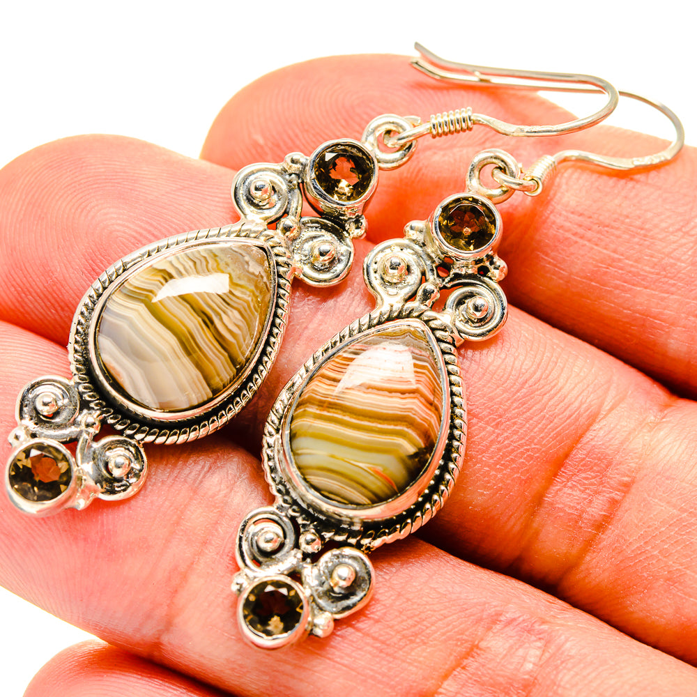 Botswana Agate Earrings handcrafted by Ana Silver Co - EARR414824