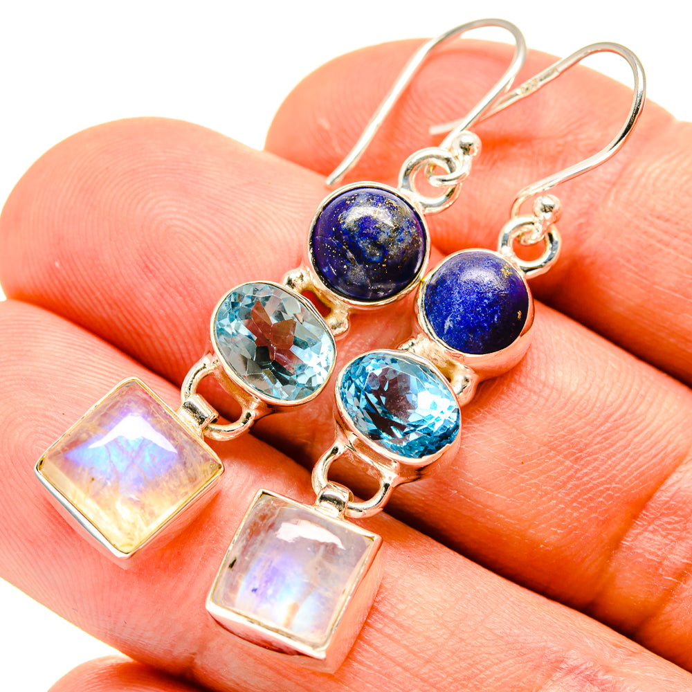 Rainbow Moonstone Earrings handcrafted by Ana Silver Co - EARR414827