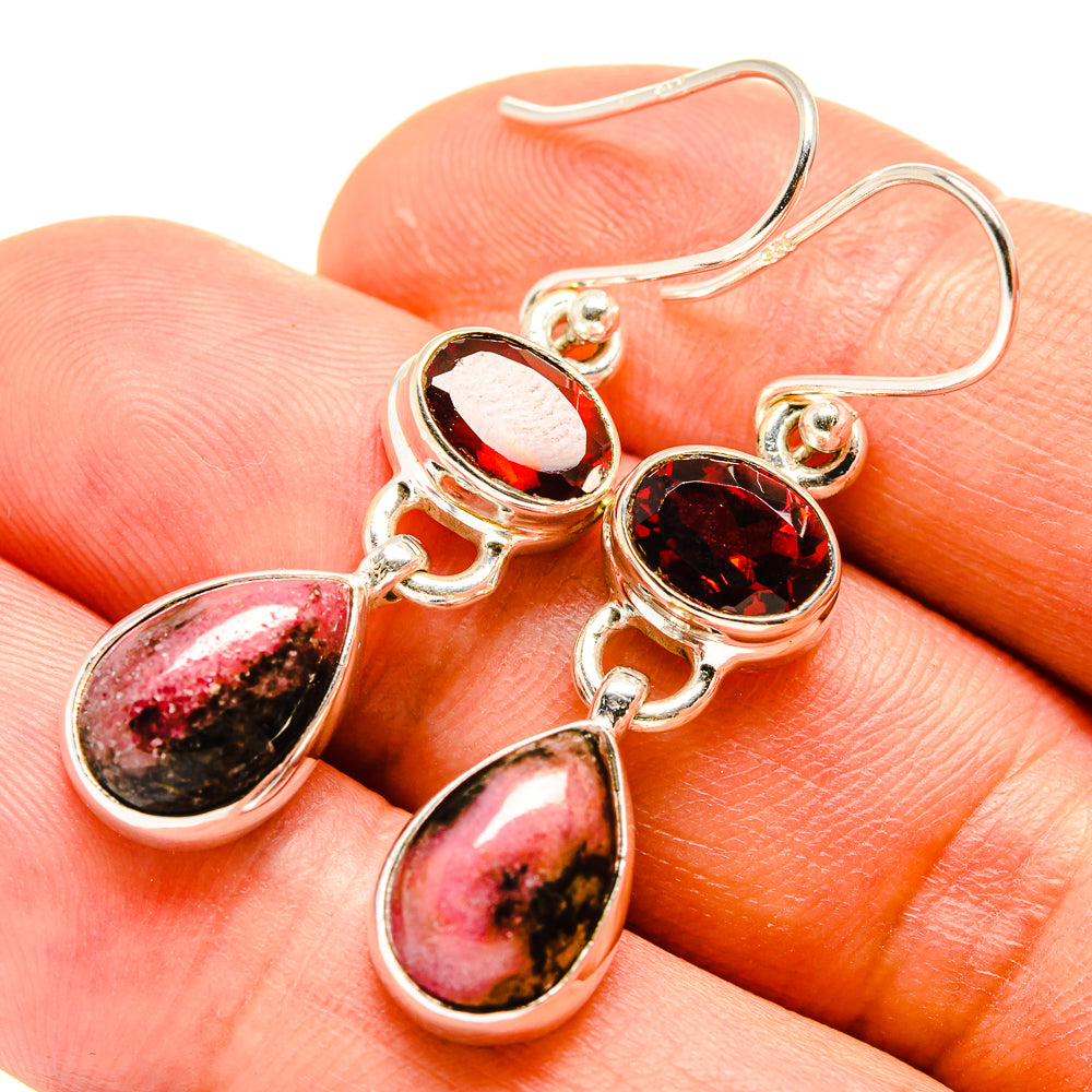 Rhodonite Earrings handcrafted by Ana Silver Co - EARR414828