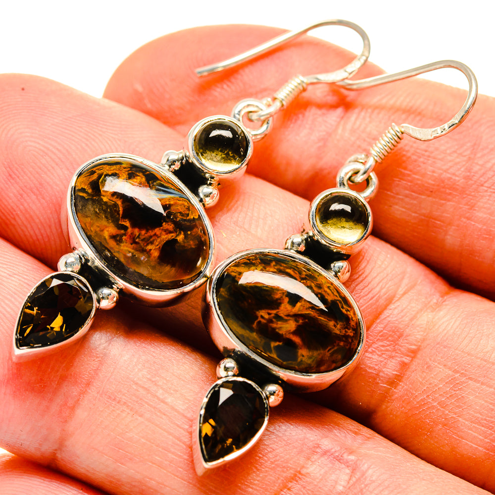 Golden Pietersite Earrings handcrafted by Ana Silver Co - EARR414833