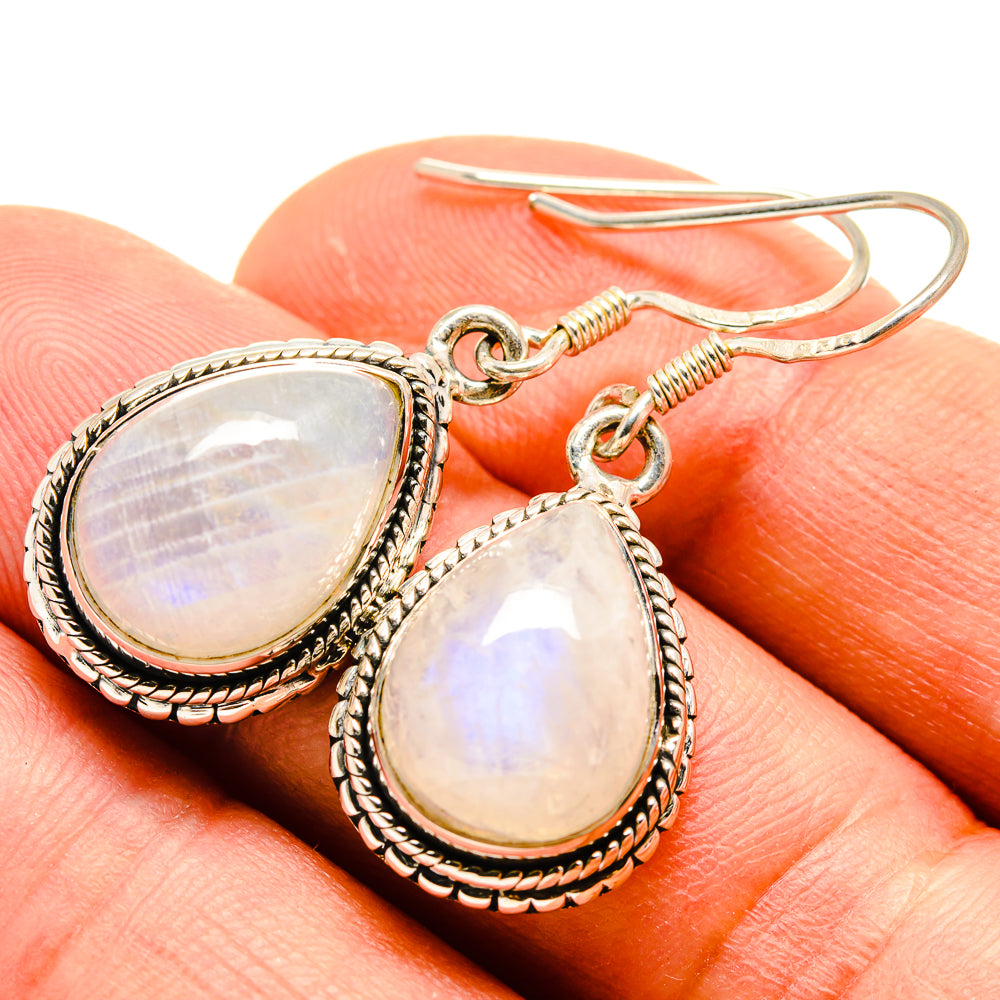 Rainbow Moonstone Earrings handcrafted by Ana Silver Co - EARR414835