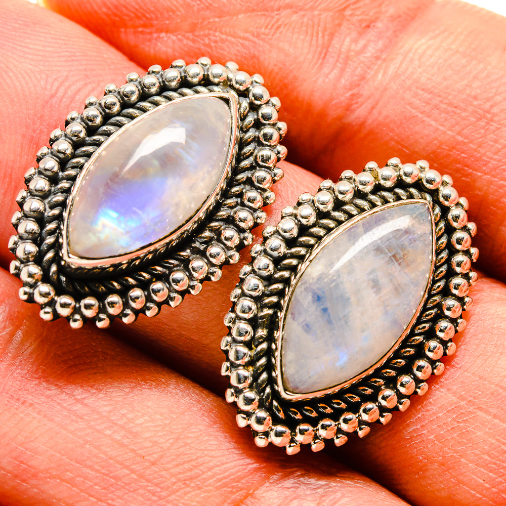 Rainbow Moonstone Earrings handcrafted by Ana Silver Co - EARR414843