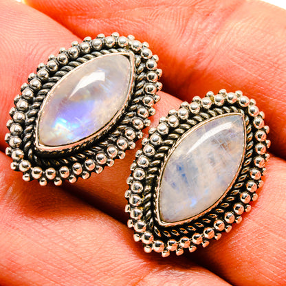 Rainbow Moonstone Earrings handcrafted by Ana Silver Co - EARR414843