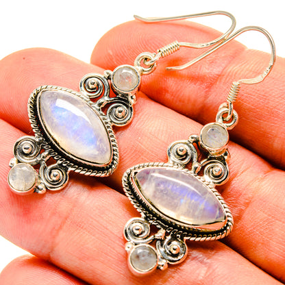 Rainbow Moonstone Earrings handcrafted by Ana Silver Co - EARR414845
