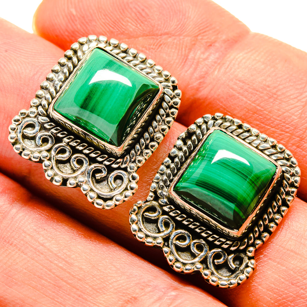 Malachite Earrings handcrafted by Ana Silver Co - EARR414850