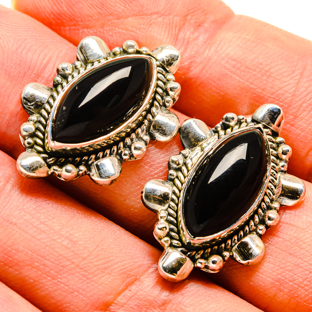 Black Onyx Earrings handcrafted by Ana Silver Co - EARR414856